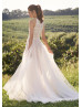 Jewel Neck Ivory Lace Tulle Illusion Bodice Wedding Dress